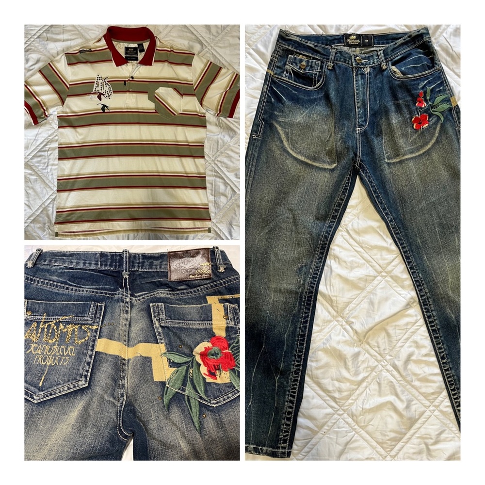 Akademiks Brand matching shirt and pants. Shirt size 2XL. Jeans size 34.